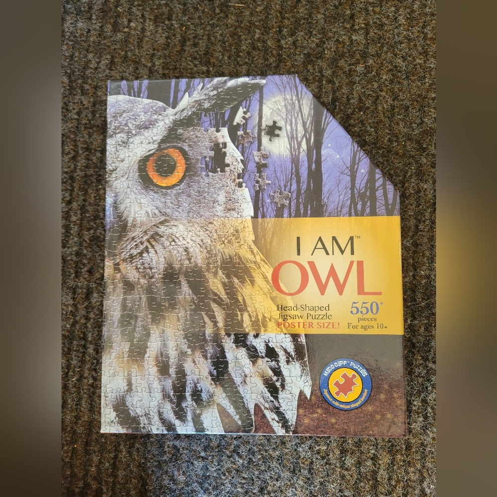 BRAND NEW “I Am Owl” Head Shaped Jigsaw Puzzle By MaddCapp Puzzles 550 Pieces